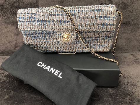 blue chanel tweed bag|chanel tweed bag price.